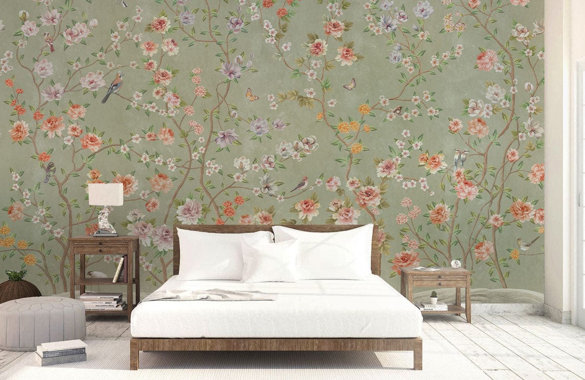 Colourful Spring Branches Wallpaper Mural for bedroom decor