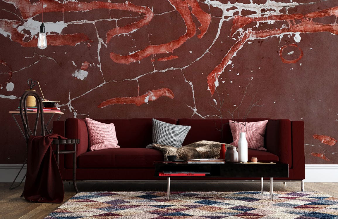 Cracked Red Paint Wallpaper Mural