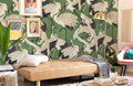 Cranes on Green Wallpaper Mural