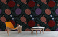 Dark Colourful Blossoms Wallpaper Mural