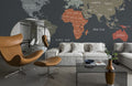 Dark Country Map Wallpaper Mural