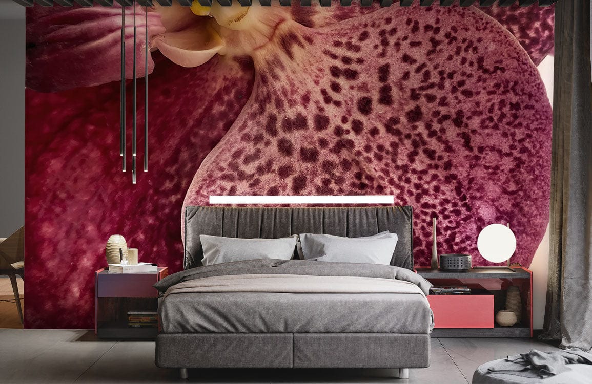 Orchids in Intricate Wallpaper Mural for Use as a Bedroom Decoration