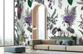 Exotic Orchid & Leaf Wallpaper Mural