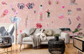 Fashion Pink Stickers Wallpaper Mural