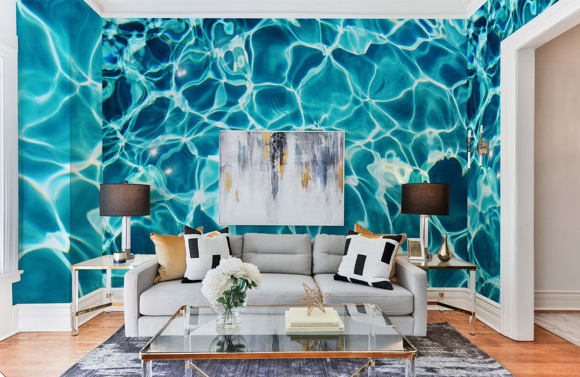 FLuorescent Water Ripples Wallpaper Mural