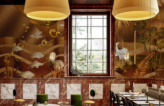 Golden Abstract Ocean Wallpaper Mural