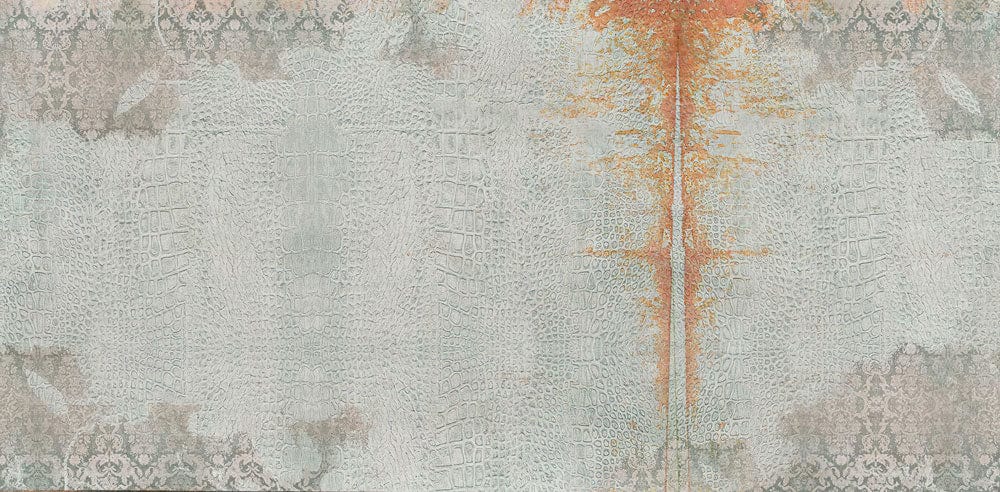 Vintage Textured Teal and Orange Abstract Mural Wallpaper for Elegance