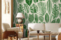 Green Tropical Leaves Wallpaper Mural