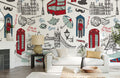 Hand-drawn London Architecture Wallpaper Mural