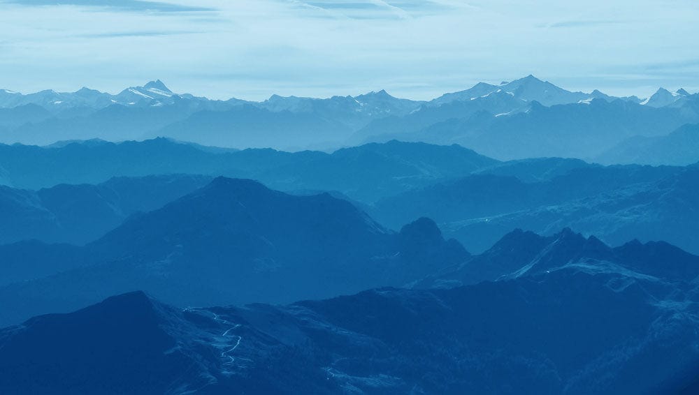 Serene Blue Mountain Landscape Mural Wallpaper - Tranquil Scenic Home Decor
