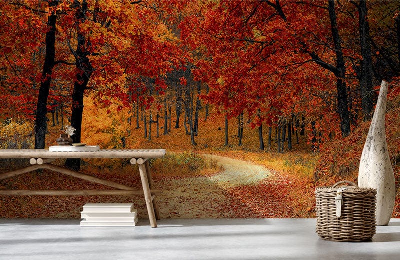Hot Red Woods Wallpaper Mural