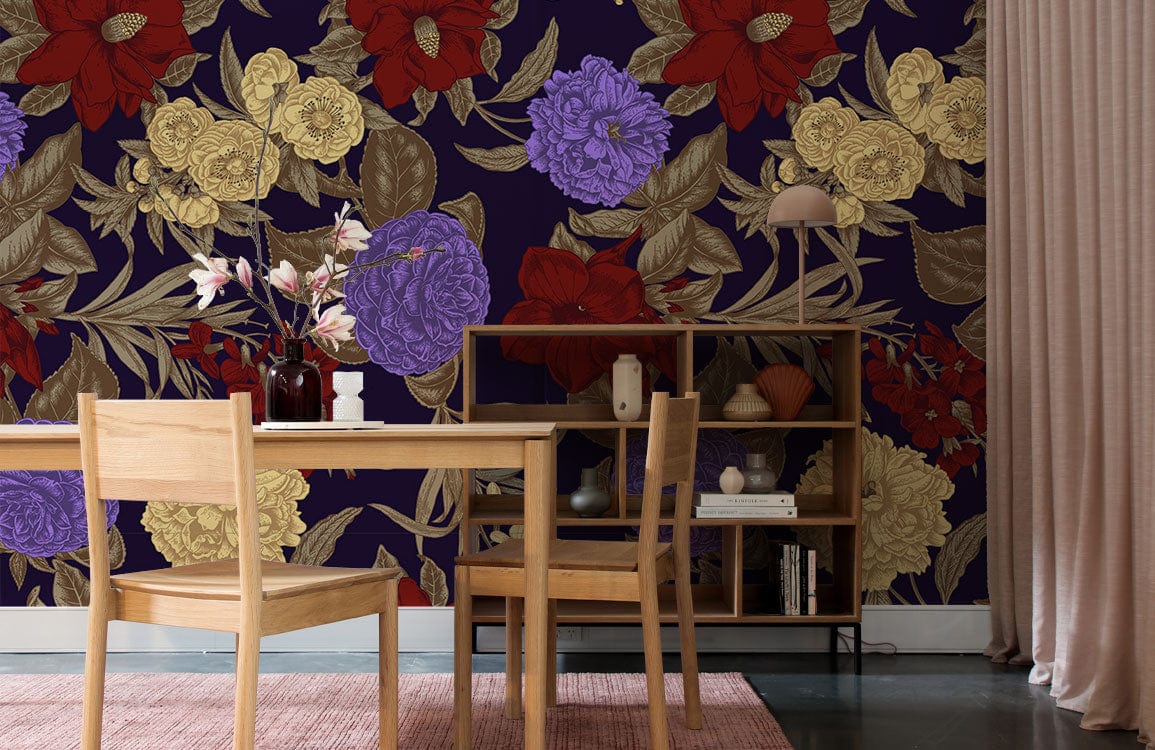 Metallic Royal Flowers Wallpaper Mural