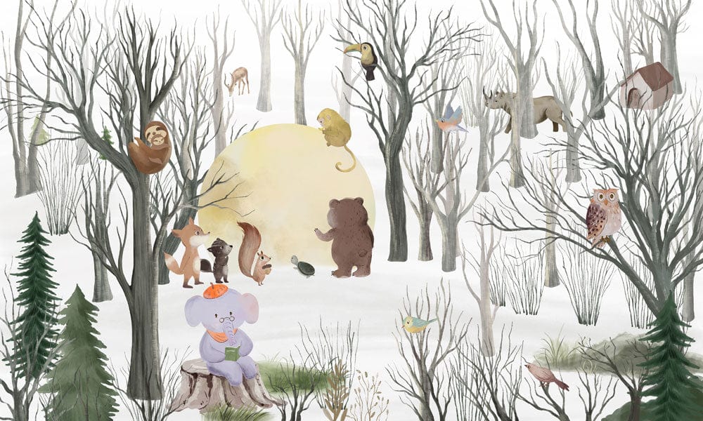 Moon in Winter Jungle Wallpaper Mural
