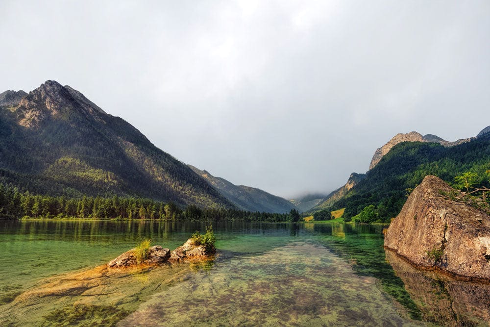 Tranquil Mountain Lake Landscape Mural Wallpaper - Scenic Nature Wall Decor