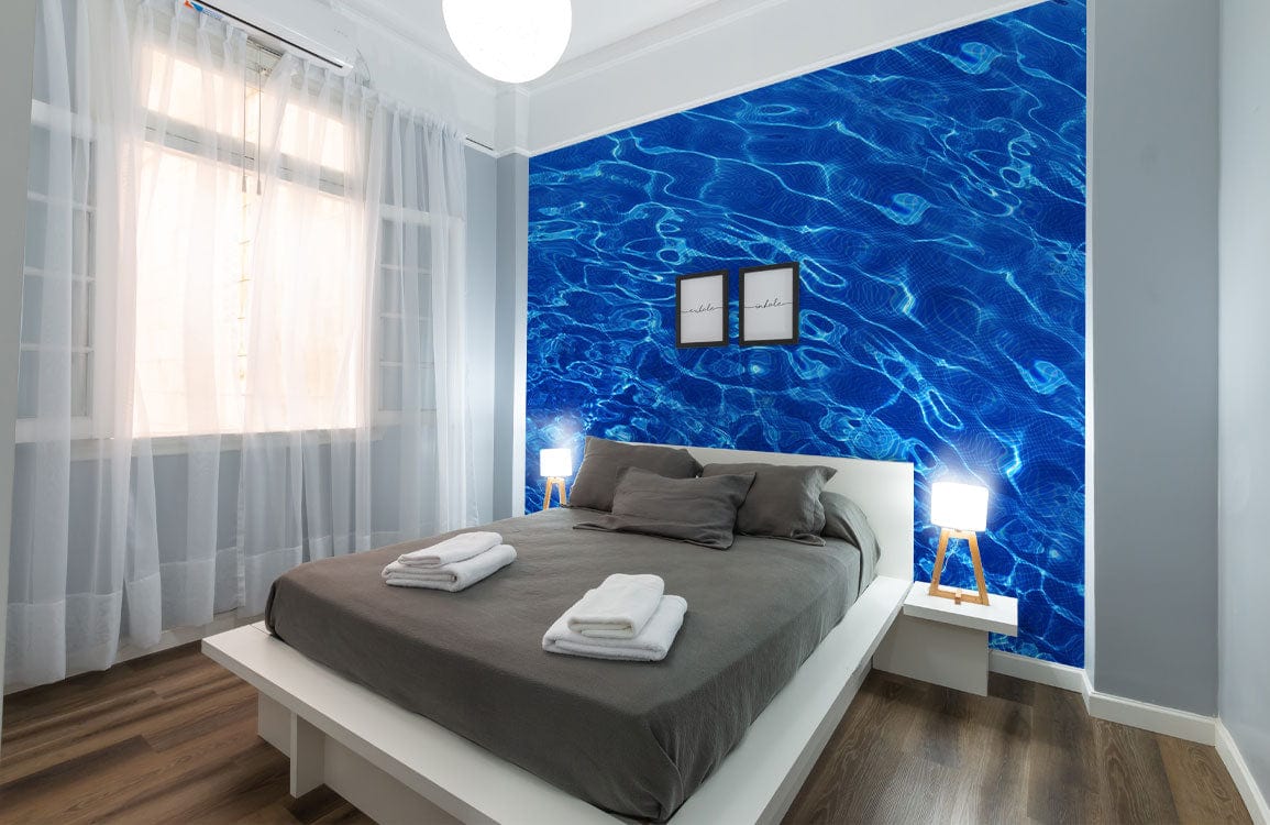 Oceanic Blue Water Ripple Pattern Wallpaper for Tranquil Spaces Décor