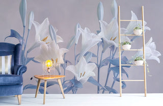 Ombre Blue Lilies Wallpaper Mural