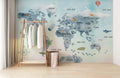 Ombre Blue Map Wallpaper Mural