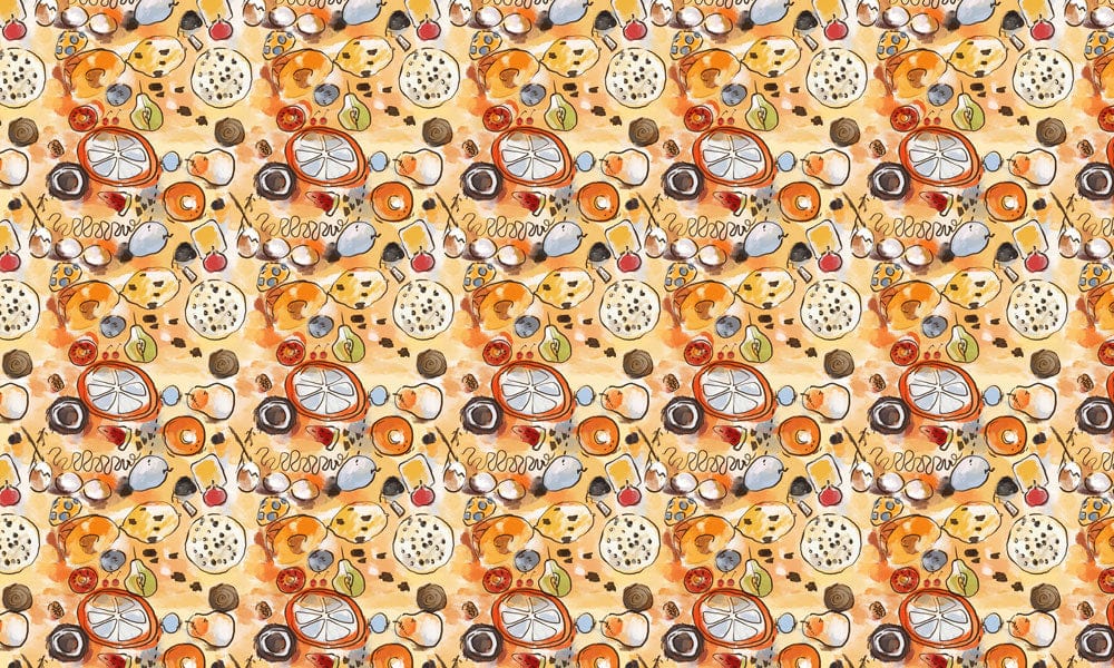 Orange Watercolour Fruits Wallpaper Mural