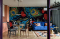 Peacock Feather Embroidery Wallpaper Mural