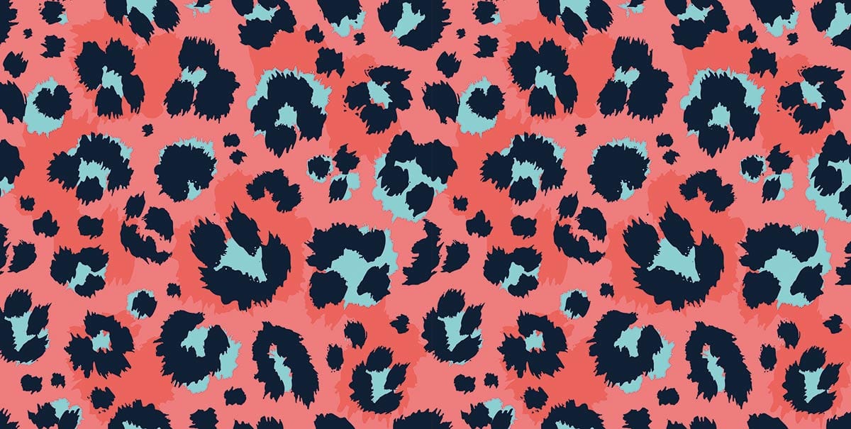 Bold Coral and Navy Leopard Print Modern Style Wall Wallpaper