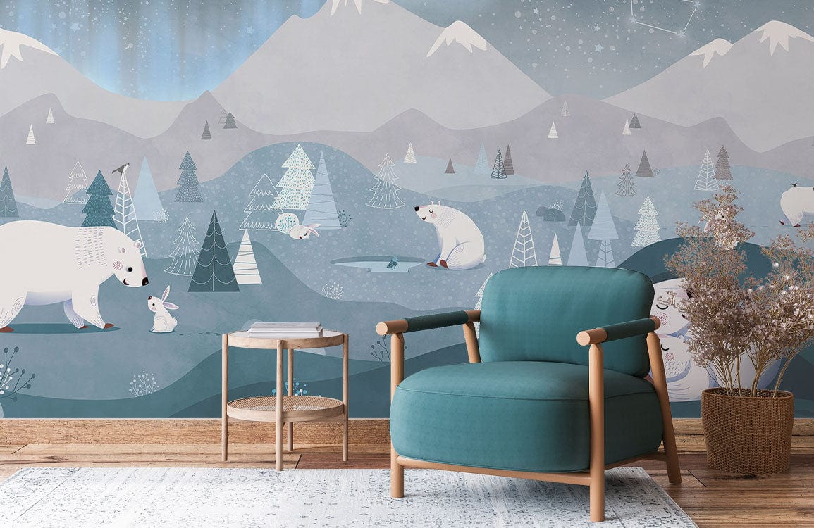 Polar Bear's World Wallpaper Mural for hallway decor