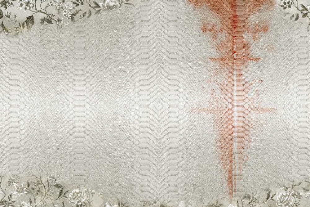 Vintage Floral Snake Pattern Wallpaper in Elegant Cream and Rust Tones