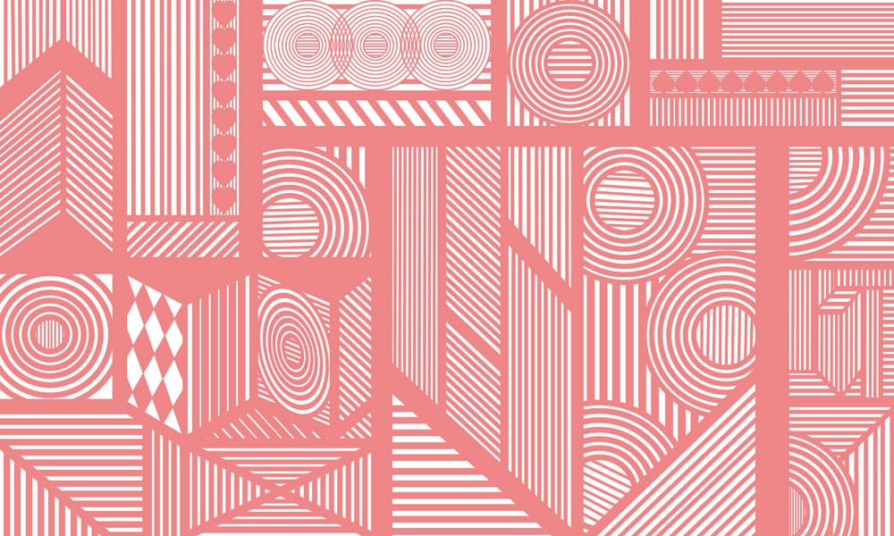 Geometric Coral Pink Retro Abstract Pattern Wall Décor Mural Wallpaper