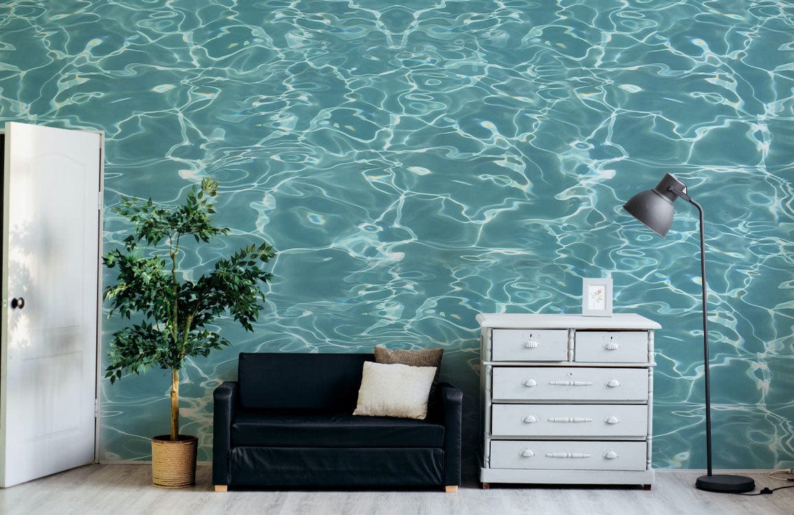 Tranquil Aqua Water Ripple Effect Wallpaper for Serene Coastal Interiors