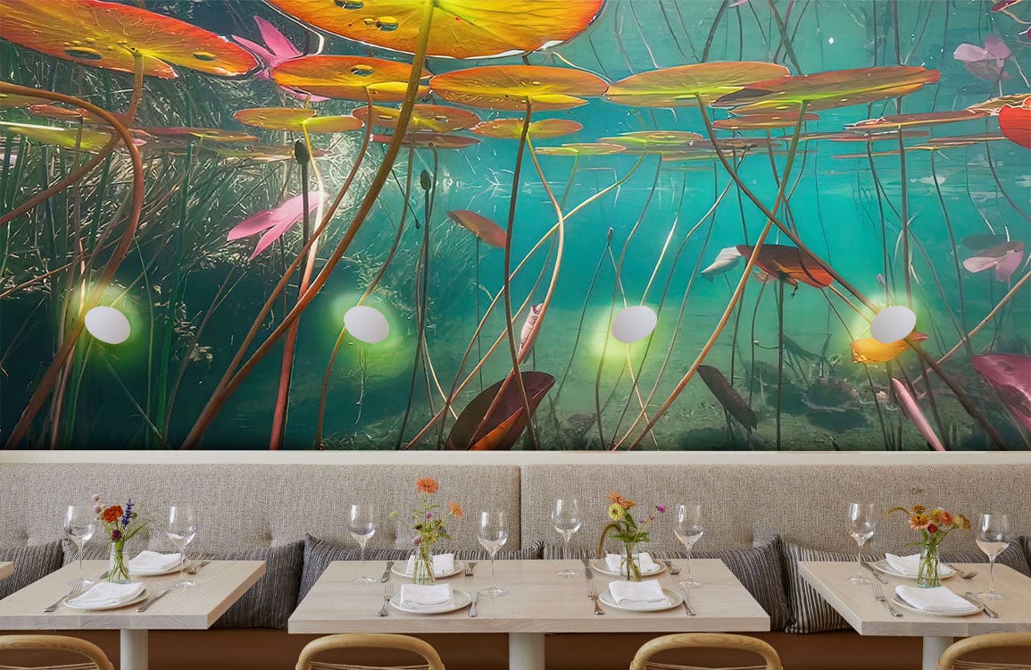 Wallpaper Mural of Under Ponds for Use in Restaurant Decorations