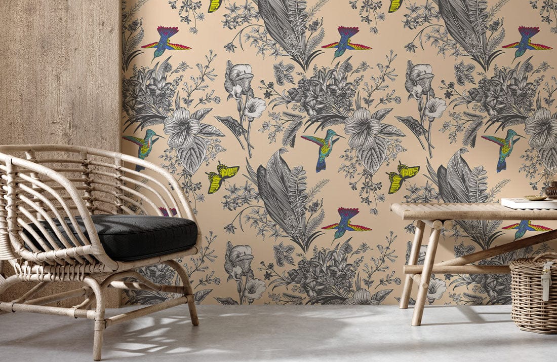 Vintage Birds & Bouquets Wallpaper Mural