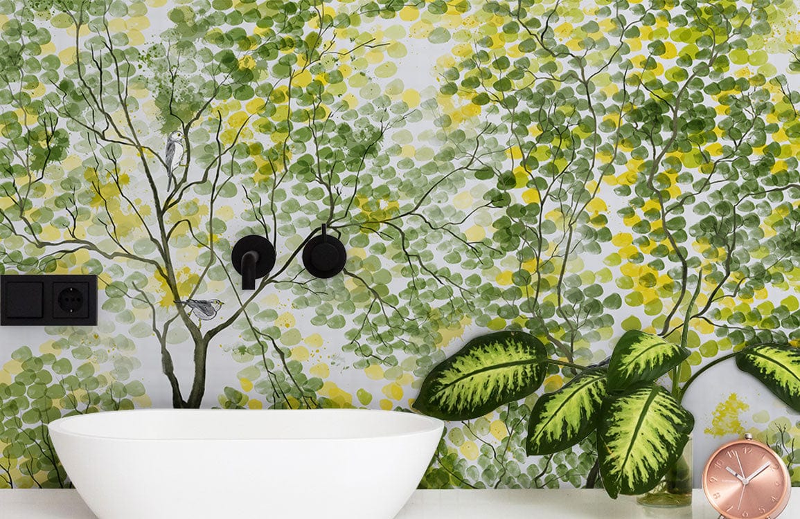 Watercolour Spring Trees Wallpaper Mural
