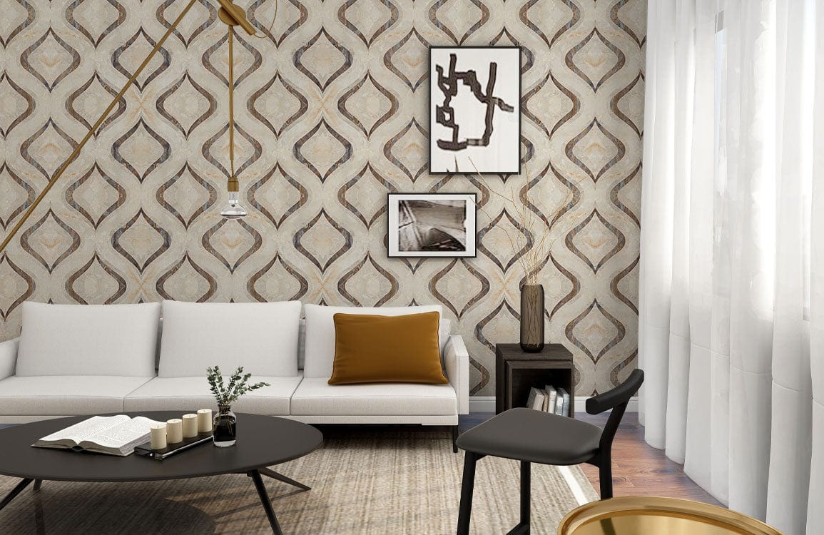 Marble Wallpaper Mural with a Regular Waves Pattern, Perfect for Decorating the Living Room