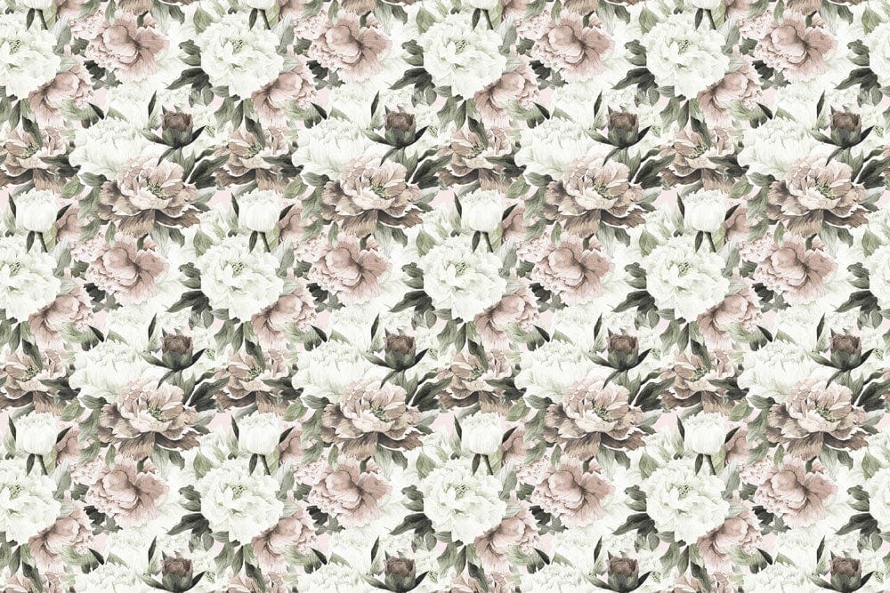 Vintage Floral Blossom Mural Wallpaper - Pastel Botanical Garden Design Décor