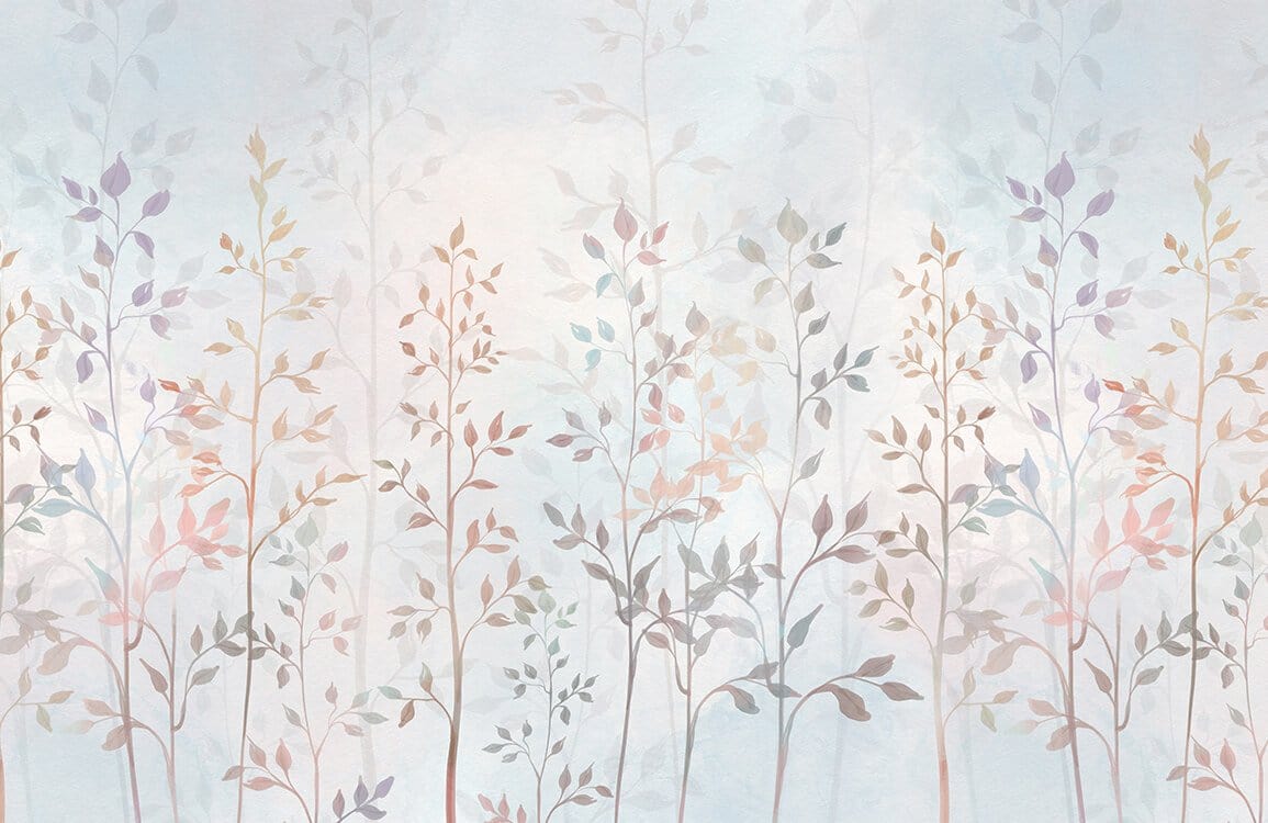 Pastel Woodland Serenity Mural Wallpaper - Ethereal Nature-Inspired Botanical Design
