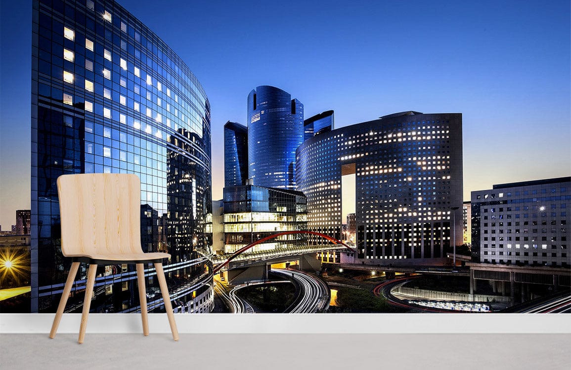 busy metropolis in Paris at night wall murals for home