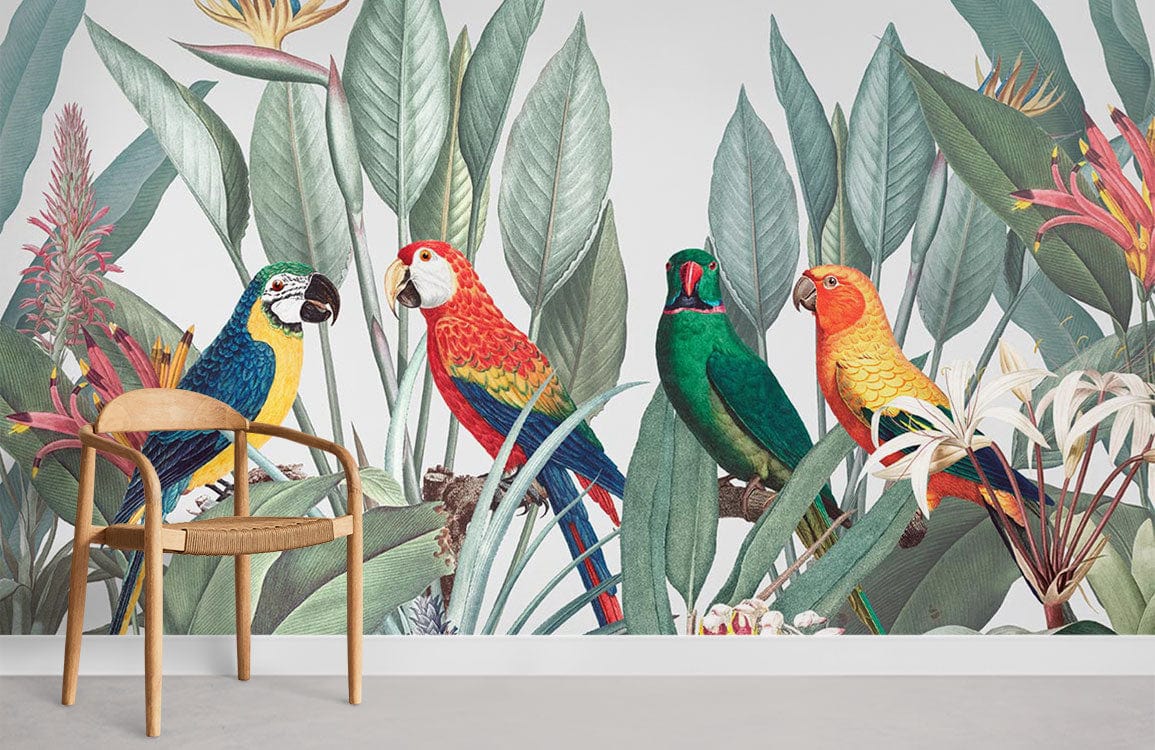 Colorful Macaws Bird Wallpaper Mural Room