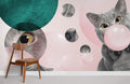Cat & Bubbles Wallpaper Mural