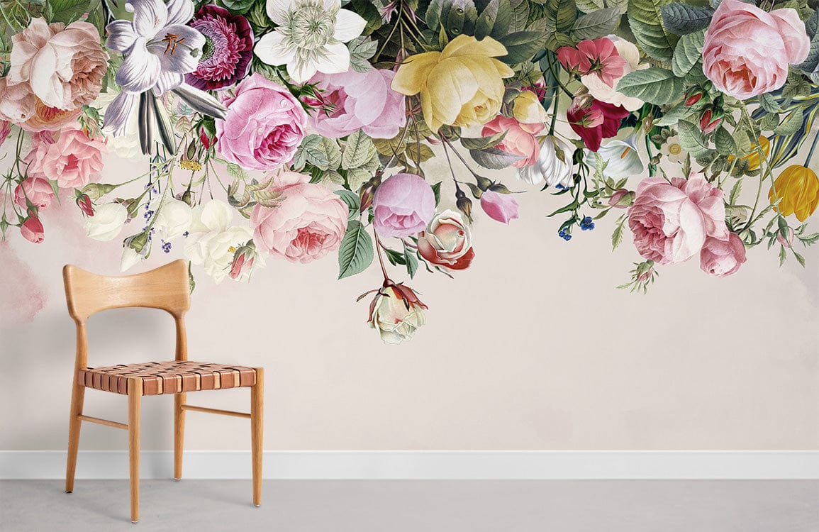 beautiful hanging flowers wall murals for home