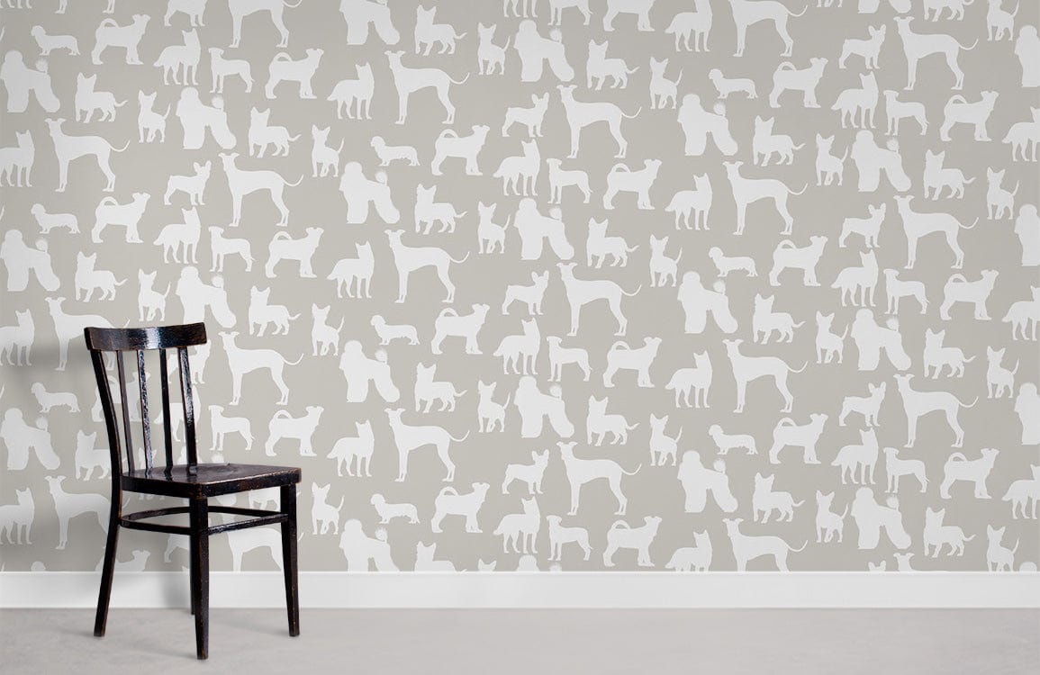 different dogs silhouette wall murals for home