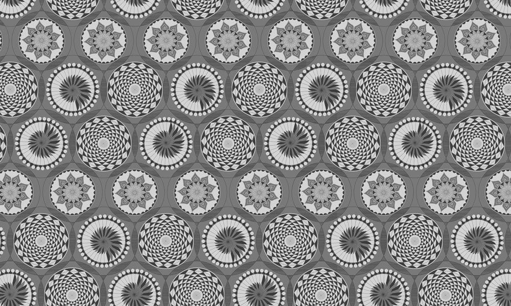 Monochrome Geometric Circle Pattern Retro Style Wallpaper Mural Design