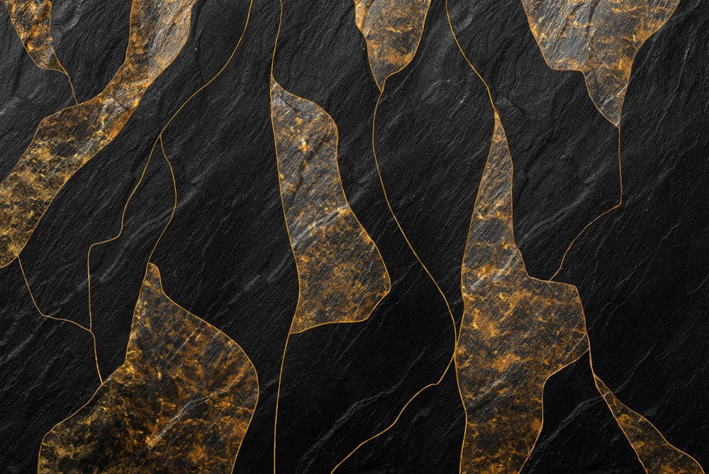 Luxurious Gold and Black Marble Textured Abstract Wall Mural Wallpaper Design