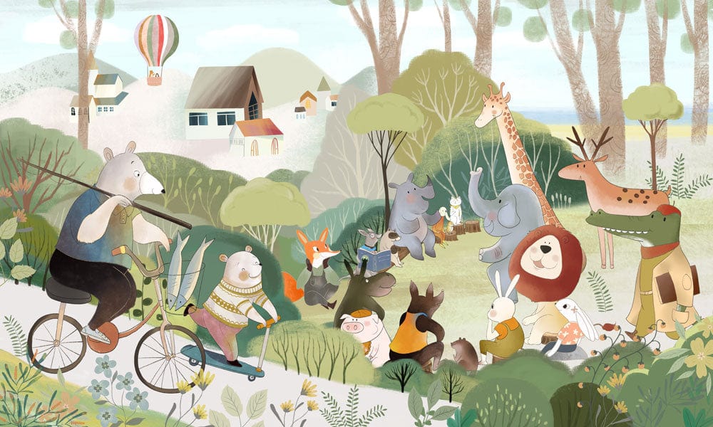 Animal Gathering Wallpaper Mural