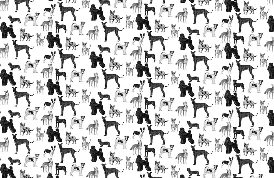 Monochrome Dog Silhouette Pattern Wallpaper - Stylish Black and White Decor