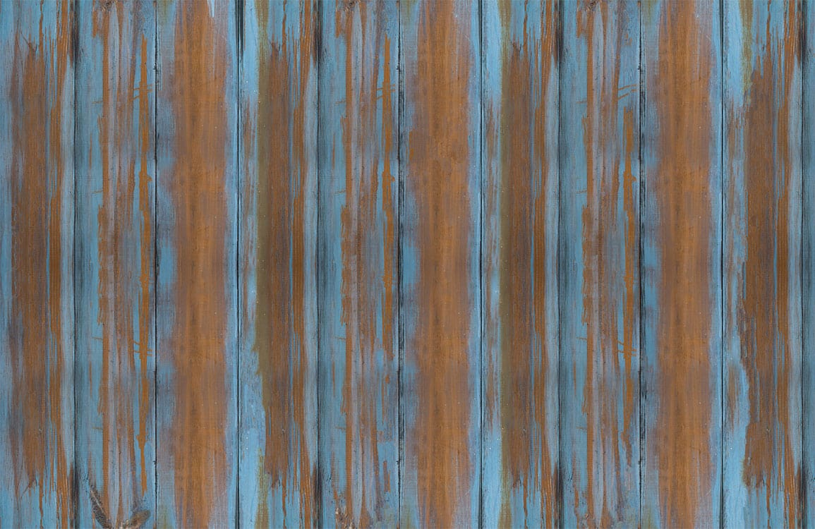 Rustic Copper and Blue Vertical Stripes Vintage Style Wallpaper Design