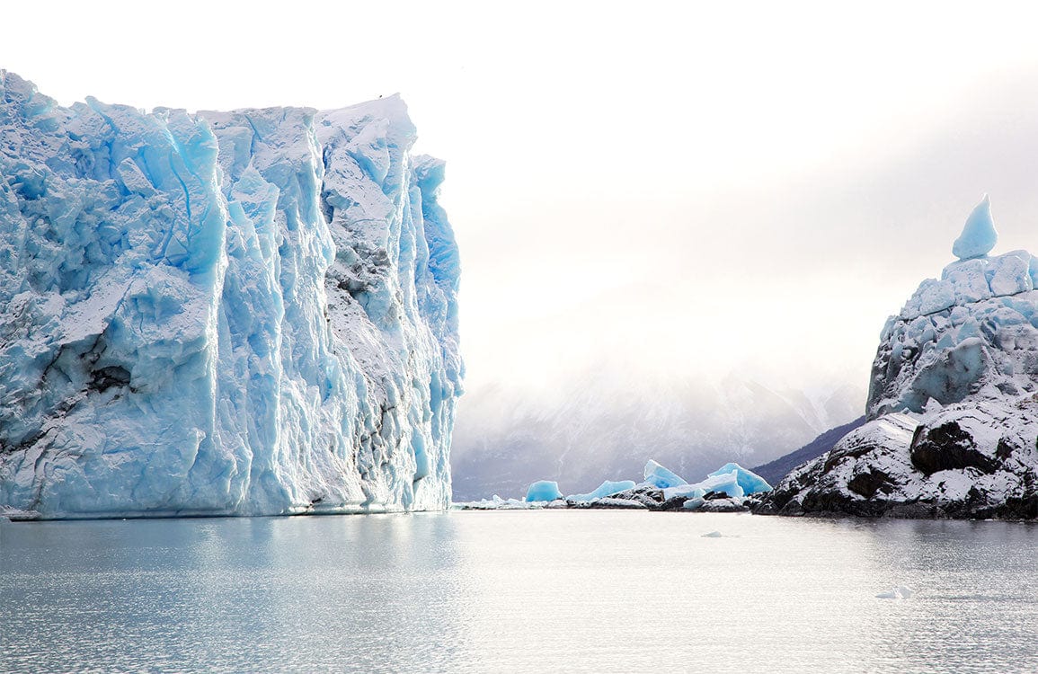 Serene Icy Landscape Mural Wallpaper: Blue Glacier Elegance for Interiors