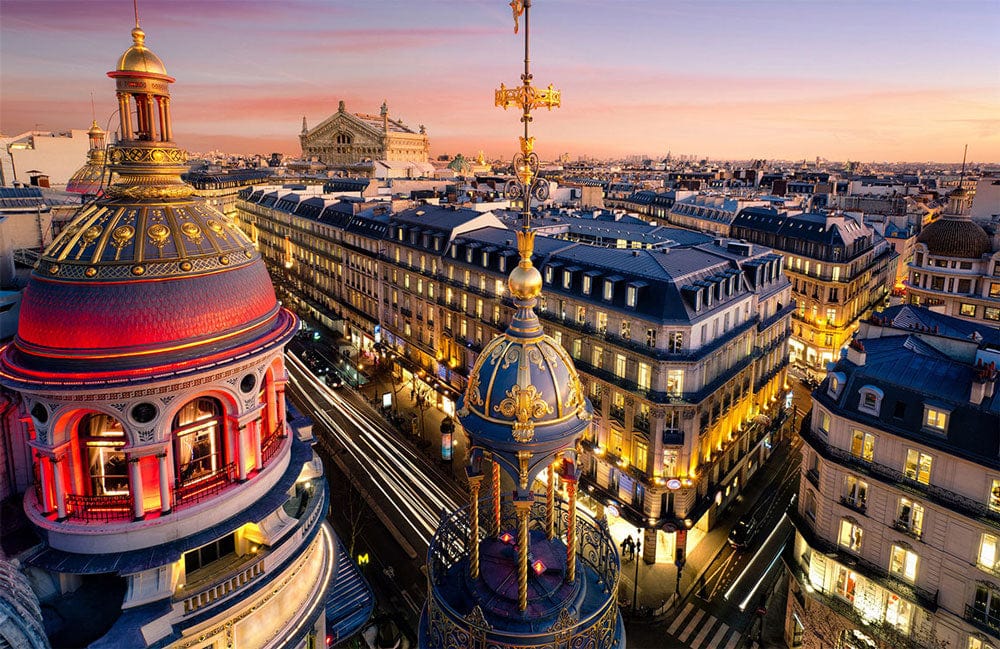 Paris Skyline at Dusk Mural Wallpaper - Vibrant Urban Architectural Scene