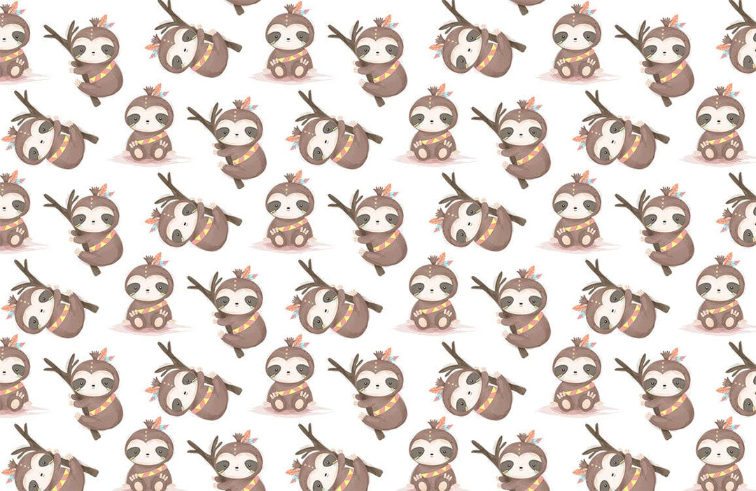 Adorable Sloth and Reindeer Patterned Wallpaper for Cosy Nursery Decor