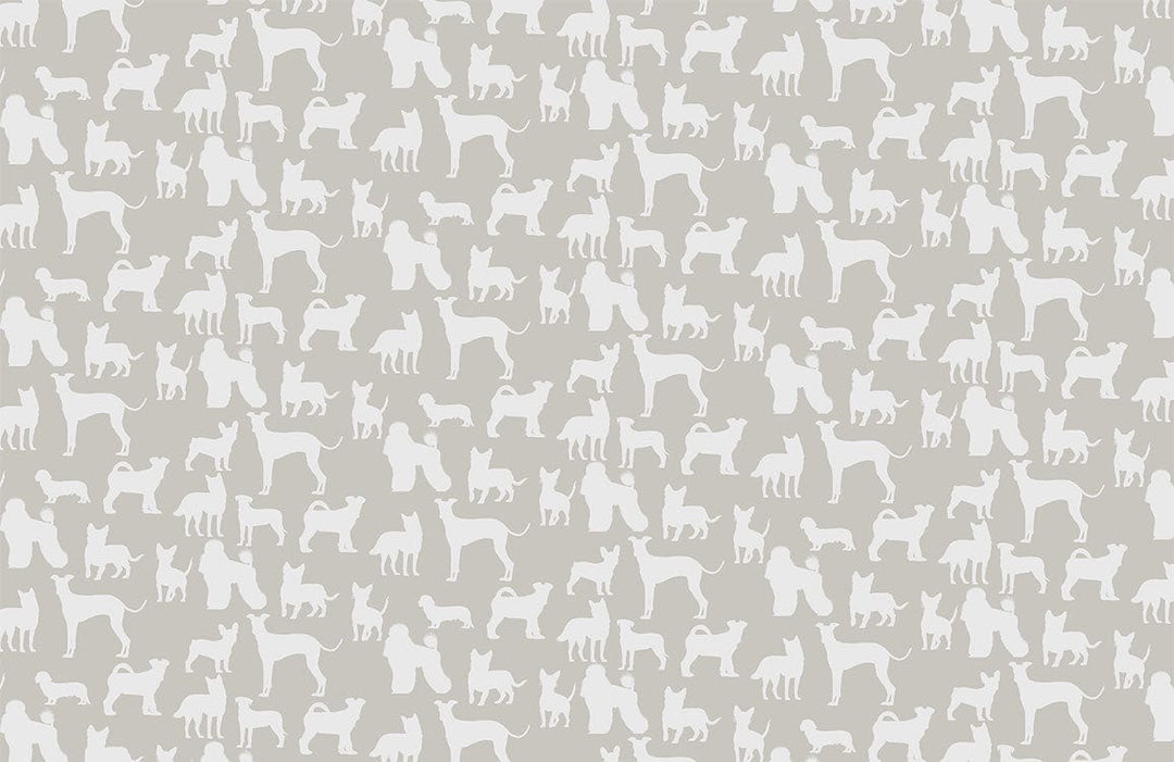 Grey Dog Silhouette Patterned Wallpaper for Modern Home Interiors
