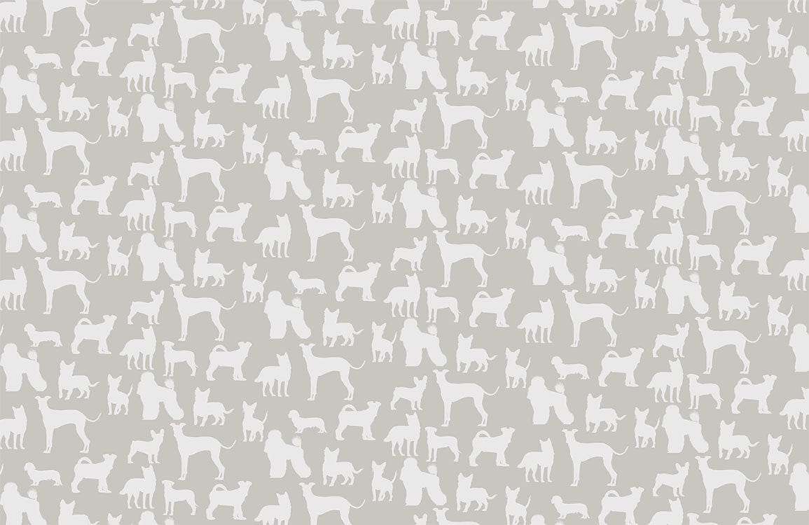 Grey Dog Silhouette Patterned Wallpaper for Modern Home Interiors