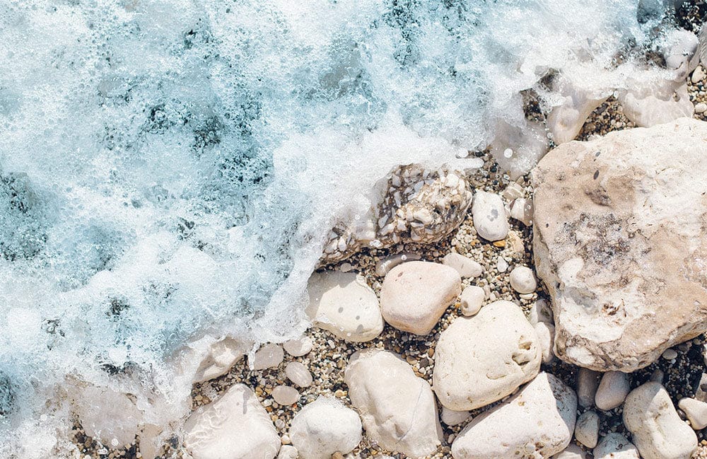 Coastal Serenity Ocean Foam and Pebble Scene Mural Wallpaper Décor